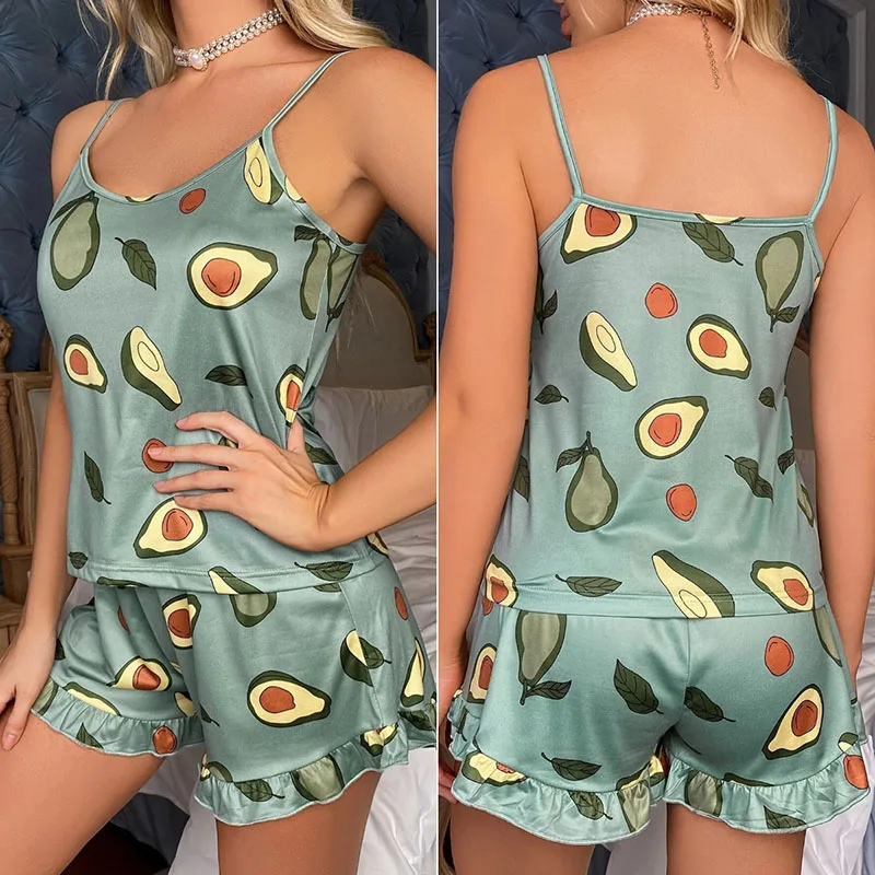 Женский Пижамный Комплект Больших Размеров С Принтом Повседневный Топ Без