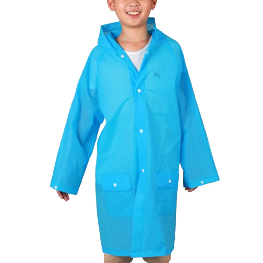 

Kids Reusable EVA Rain Poncho with Hood for Theme Parks Sporting Events Camping Concerts or Some Emergencies (Blue)
