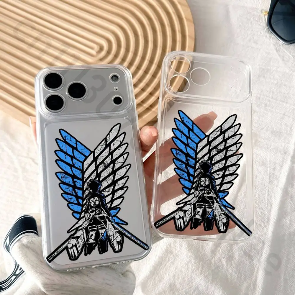 Фото Чехлы для телефонов с аниме-принтом «Атака Титанов» для iPhone 17, 16, 15, 14, 13, 12, 11 Pro Max, XR, 8, 7 Plus, 13, 12 Mini – Мягкий прозрачный чехол №1
