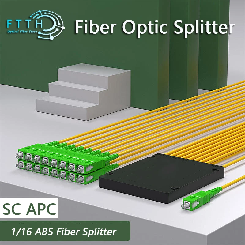 1X16 SC APC разделитель АБС Оптическая муфта оптоволоконная FTTH 1*16 SC APC Одномодовый Simplex Оптический Сплиттер PLC PVC
