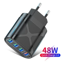 48w usb charger fast charge qc 3 0 wall charging for iphone 12 11 samsung xiaomi huawei mobile 4 ports eu us plug adapter travel