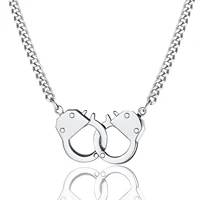 chainspro punk handcuff necklace for women partners in crime cuban link chain 7 51418inch cp901