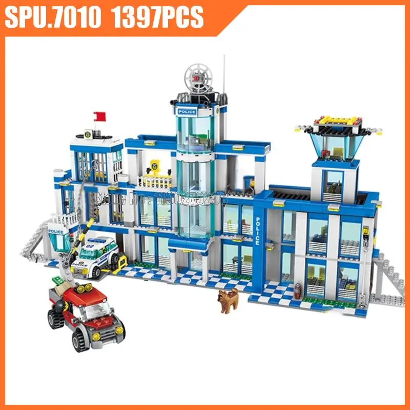 

Ql0200 1397pcs Urban Police Station Car Helicopter Motorcycle 10 Dolls Weapon Boy Building Block Toy Children