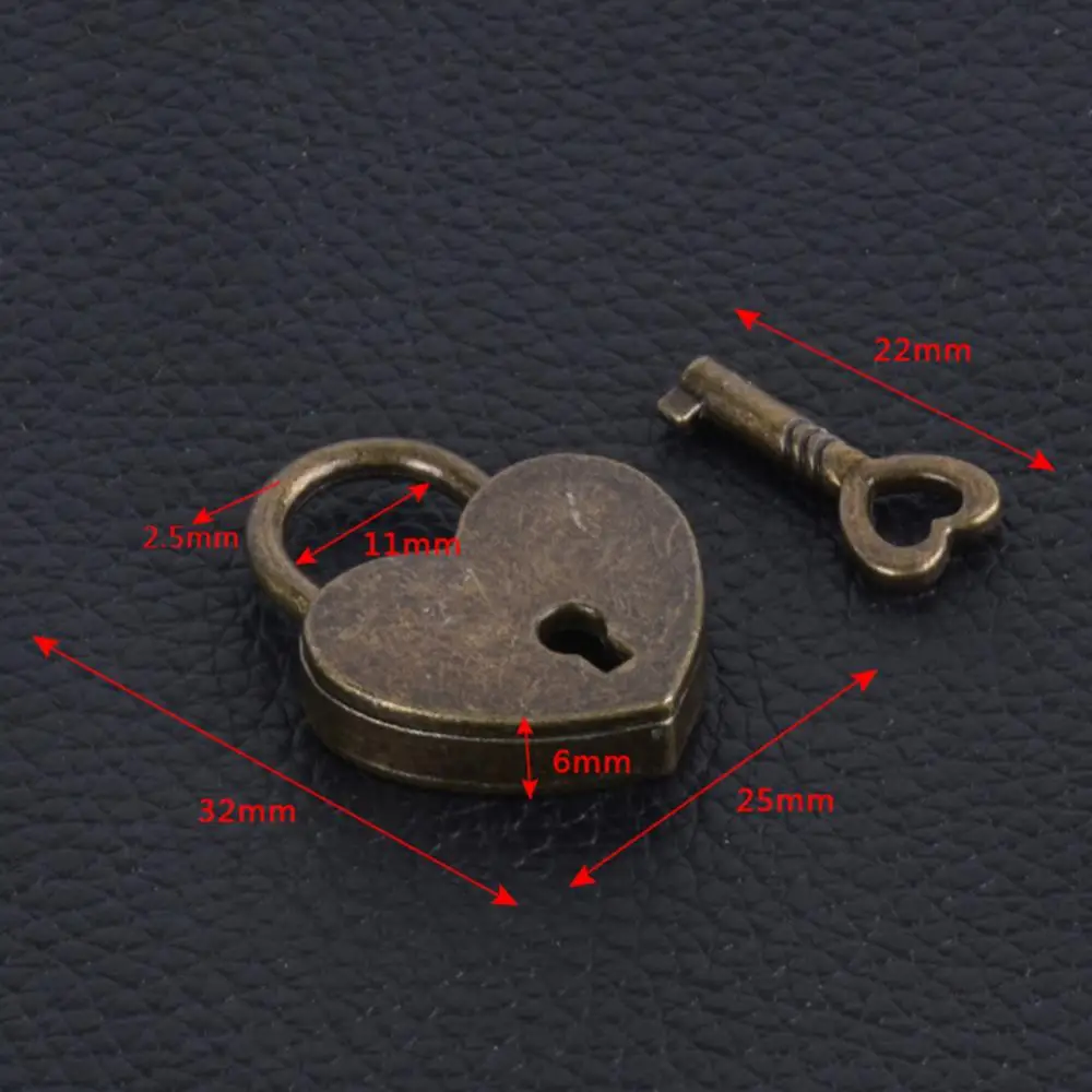 Jewelry Box Lock Vintage Heart Shape Mini Padlock Bag Travel Suitcase Luggage Box Case Key Lock kids Toy images - 6