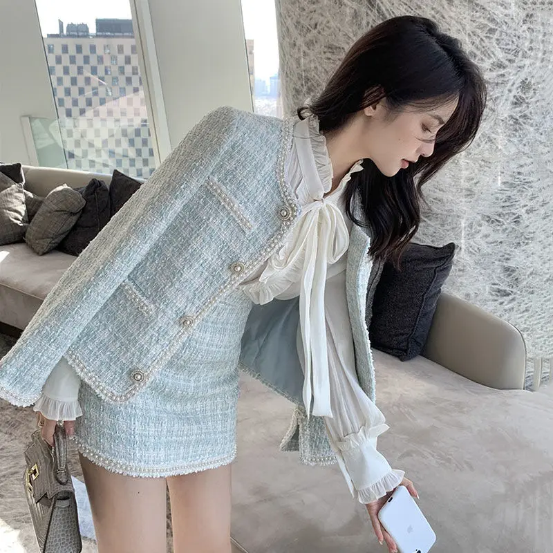 

French Ladies Small Fragrance Suit 2022 New All-match Short Jacket Women's Spring and Autumn Temperament Skirt Two-piece Set