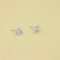 zfsilver fashion charm smooth leaf heart ear stud earrings real 925 sterling silver jewelry accossories for women gifts party
