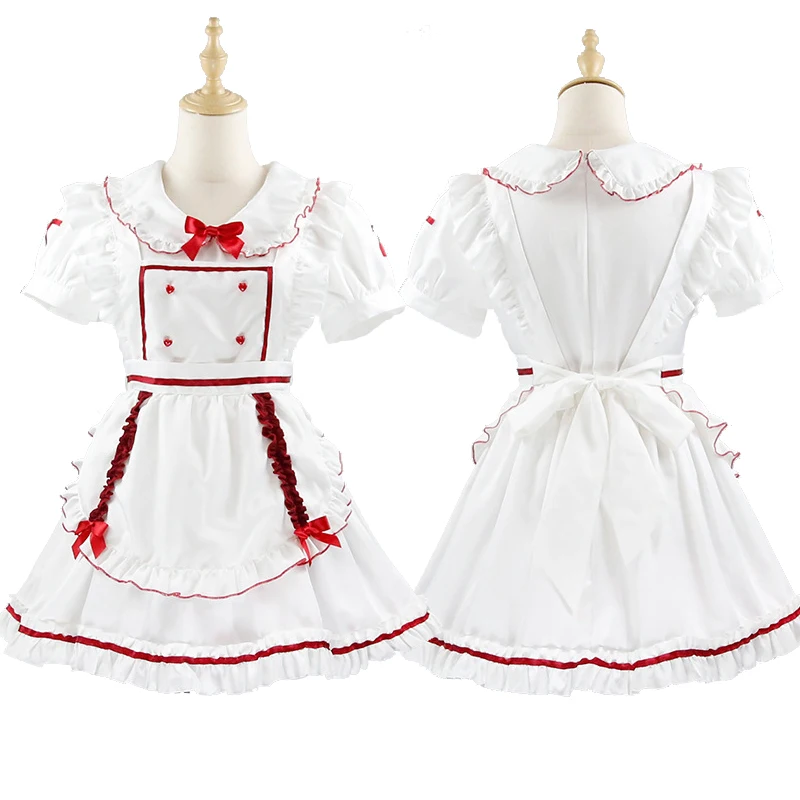 Loilta Nurse Maid Cosplay Costume Short Sleeve Sweet Cute Princess Ruffle White Dress Japanese French Outfit Drop Ship