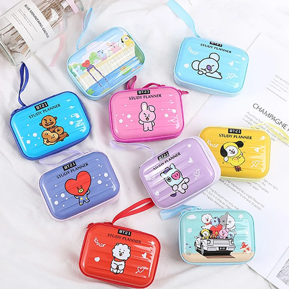 

Kawaii Bt21 Anime Cartoon Tata Rj Chimmy Cooky Shooky Mang Koya Wallet Girls Heart Short Bag Coin Purse Storage Bag Cosmetic Bag
