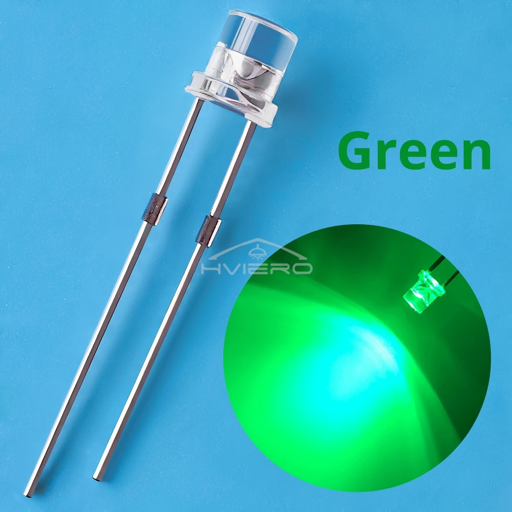 Светодиоды HVIERO 3mm F3 Flat top 100 шт., белый, красный, желтый, синий, зеленый