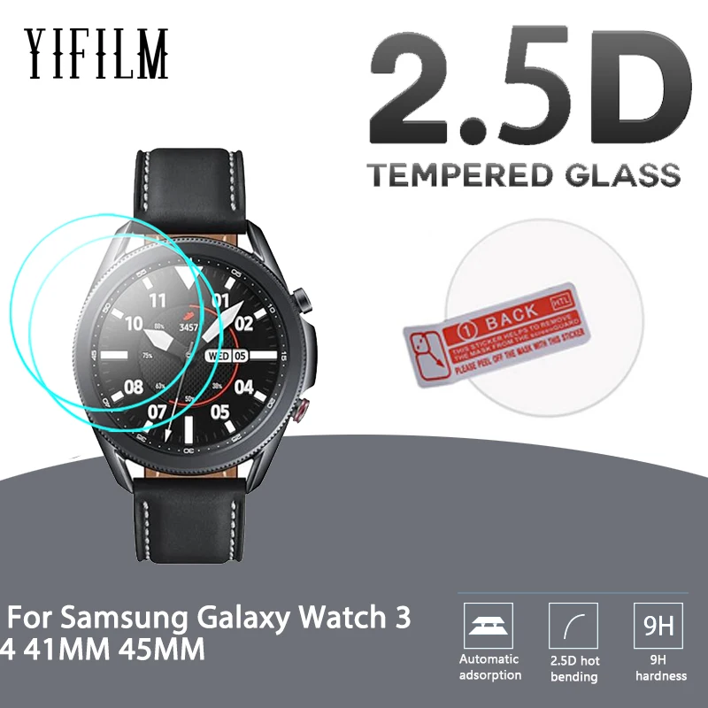 

2Pcs 9H Premium Tempered Glass For Samsung Galaxy Watch 3 4 Watch3 41MM 45MM Smartwatch Screen Protector Film Anti-Scratch Glass