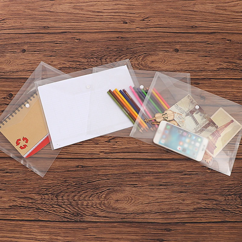 3pcs/lot Transparent A4 File Folder Case Desk Paper Pencil Document Organizer Storage Bag Waterproof bag Stationery Clearance