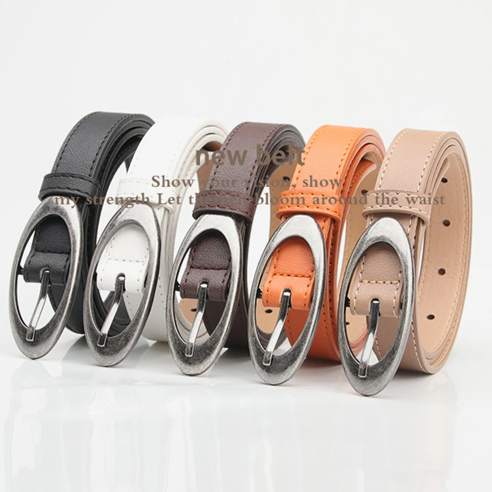 

Ремень из искусственной кожи Женский, роскошный брендовый пояс с овальной металлической пряжкой с язычком для джинсов и платьев