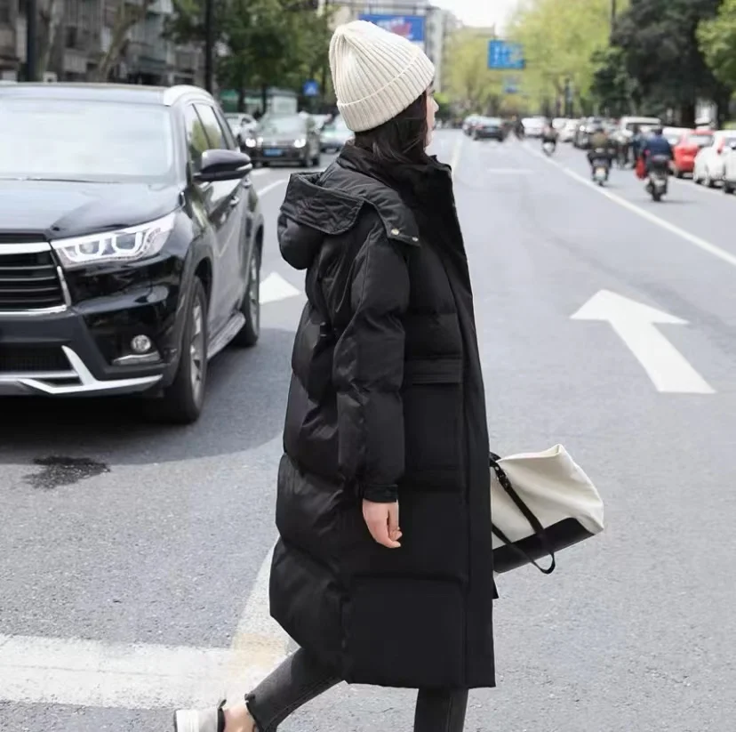 

Женская однобортная стеганая куртка, модная утепленная однотонная куртка на молнии с капюшоном и карманами, Корейская версия, зима 2022