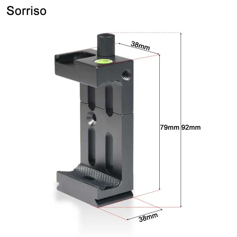 

1/4 Inch Tripod Head Bracket Mobile Phone Holder Clip For Vlog Live Flashlight Microphone With Spirit Level and Cold Shoe Mount