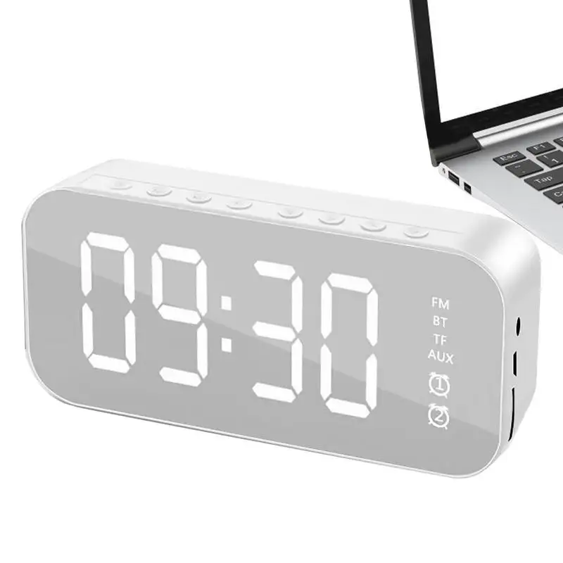 

Alarm Clock Blue Tooth Speaker Punctual Wireless Bue Tooth Alarm Clock Speaker 2 In 1 Mirror Clock Radio Broadcast Card Speaker