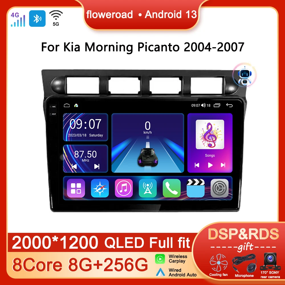 

Carplay Car Radio Multimedia Player Auto Android For Kia Morning Picanto 2004-2007 GPS Navigation 8Core 8G+256G 4GLTE WIFI Tooch