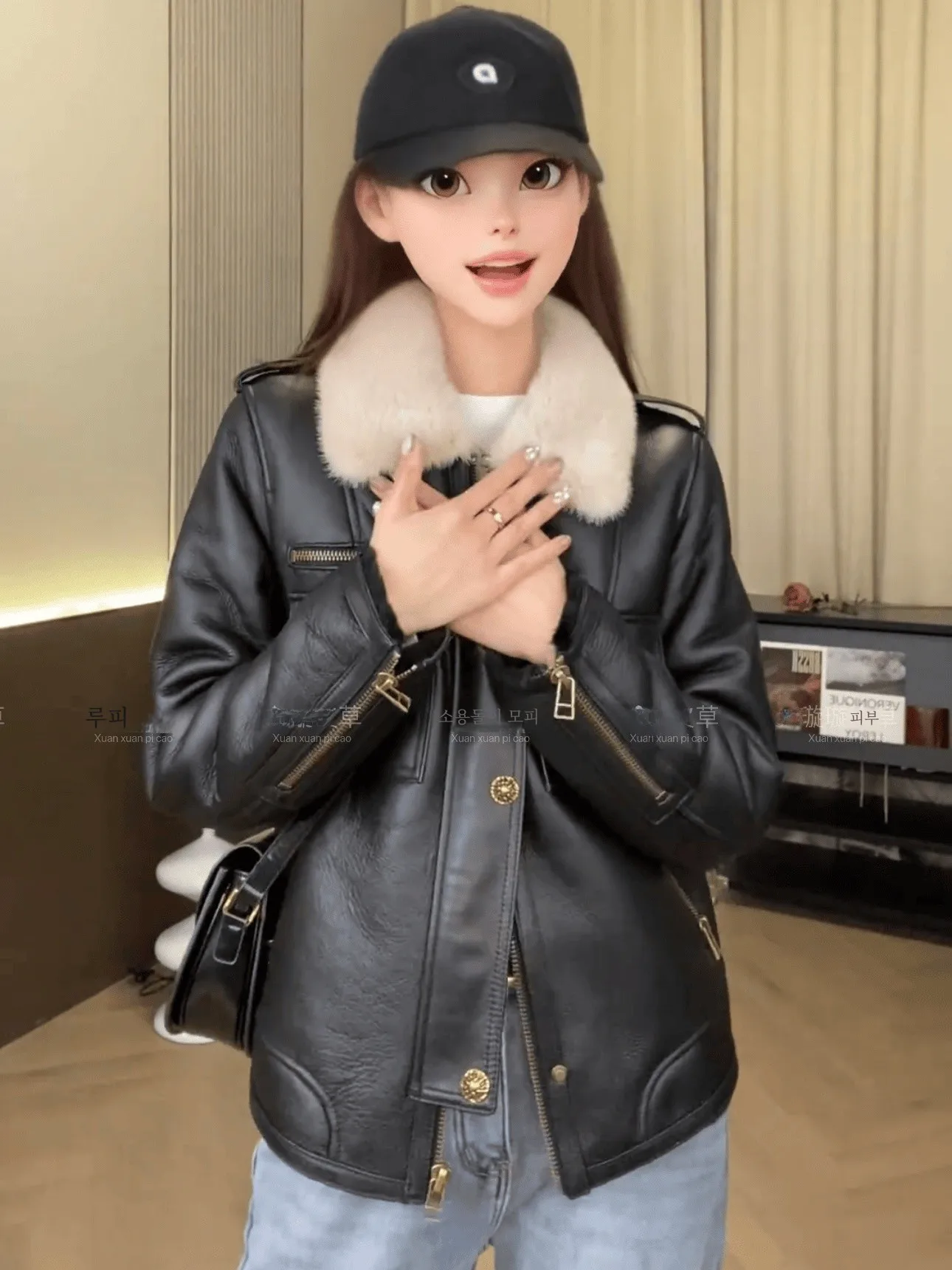 Haining 2024 зимняя новая меховая интегрированная верхняя одежда женская однобортная