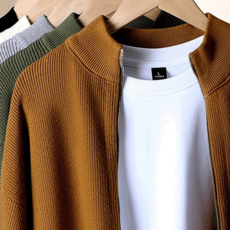Осень/зима мужской вязаный свитер с полуводолазкой мужское пальто
