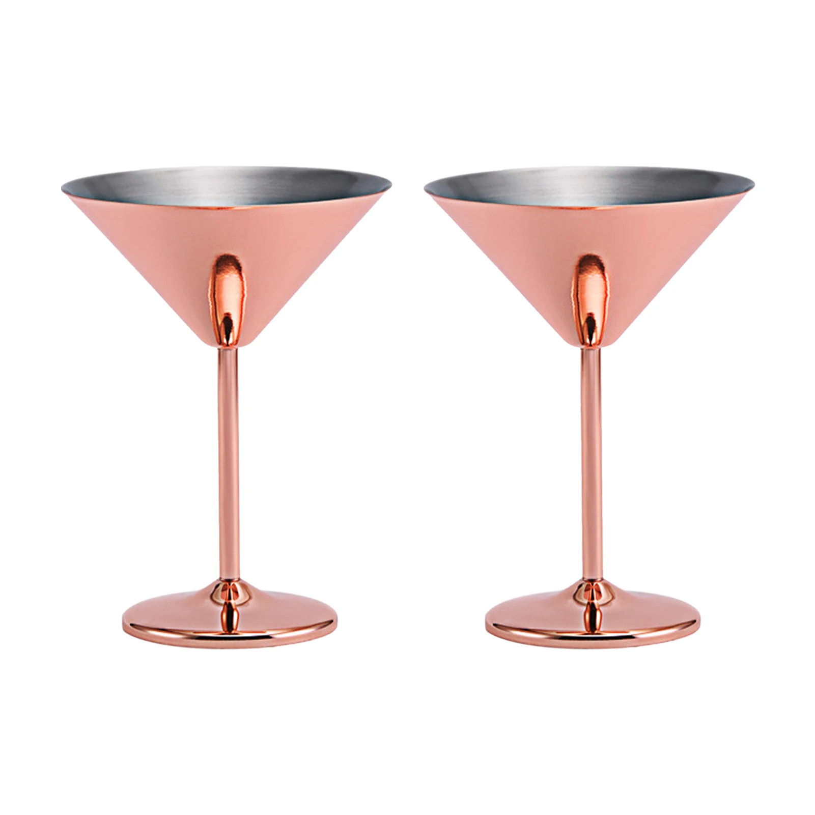 

2pcs 240ml Rose Gold Party Supplies Bartender Stainless Steel Wedding Restaurant Cocktail Glasses Champagne Flutes Martini Wine