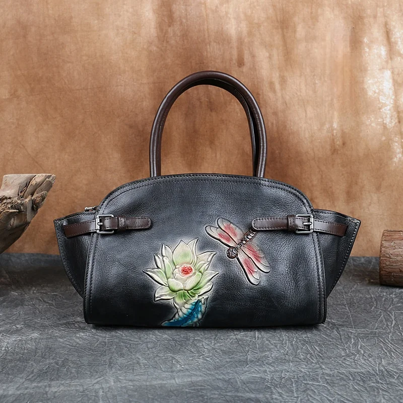 

100% Genuine Leather Handbags New Retro First Layer Cowhide One-shoulder Diagonal Dumpling Bag Crossbody Bags for Women Sac