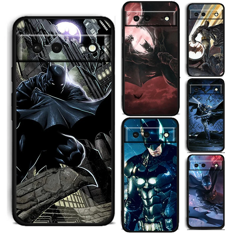 

Cute B-batmans Superhero For Google Pixel 7 6 6A 5 4 5A 4A XL Pro 5G Silicone Shockproof Soft TPU Black Phone Case Cover