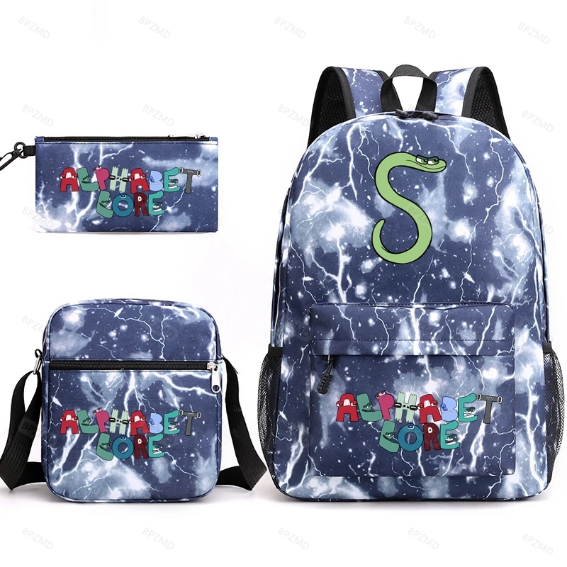 Anime Alphabey Lore Print Backpack for Boys Girls Student School Bag Multifunctional Causal Large Capacity Rucksack Kid Gift