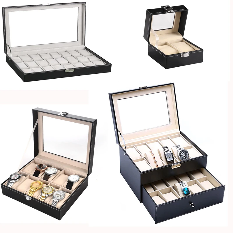 

Watch Box Organizer Men Women PU Leather Watch Organizer Jewelry Display Box Organizer With Jewelry Drawer Gift Boxes Watches