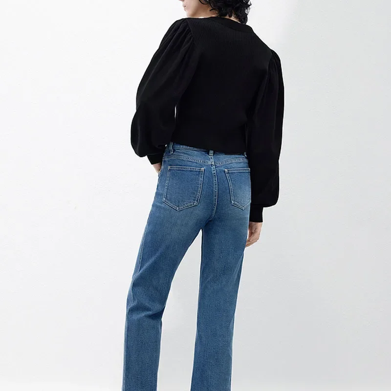 Вязаный топ во французском стиле разумный дизайн кардиган с пышными рукавами