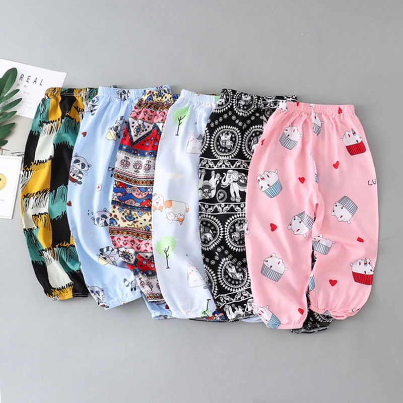 

Pants Boys Girls Summer Children Anti-mosquito Cotton Bloomers Kids Casual Colorful Print Sweatpants Trousers 1-8Y Baby Clothes