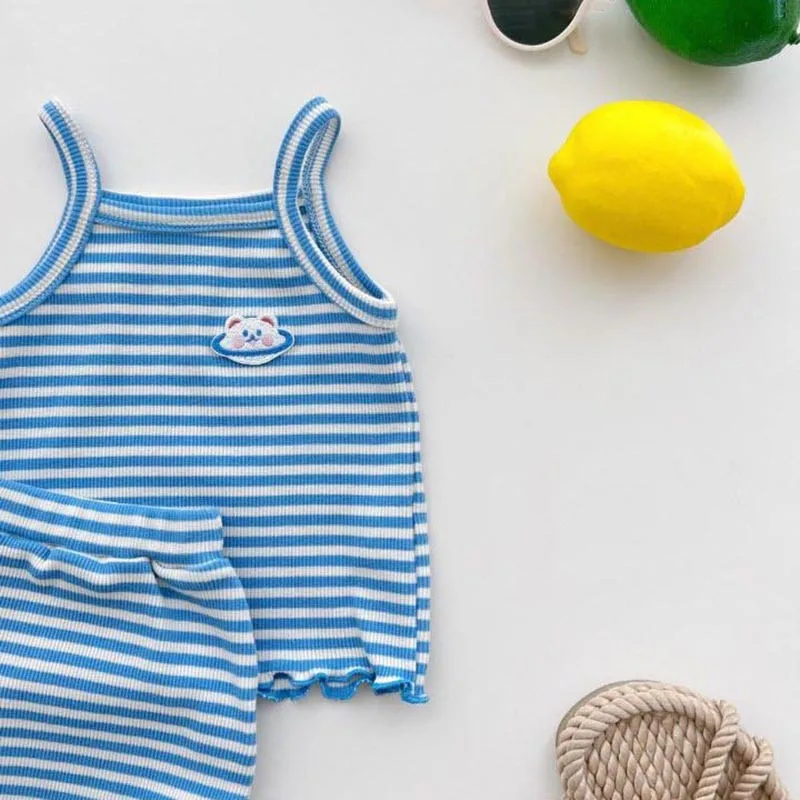 Baby Boys Girls Summer Clothes For Babies Sleeveless Halter Tops +Short Pants For Kids Outfit Clothes Casual Tracksuit