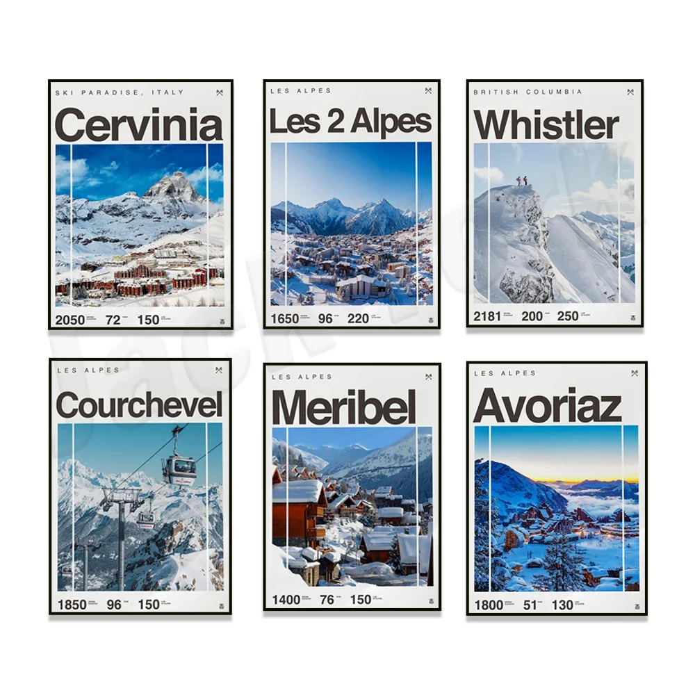 Фото Meribel лыжи, Avoriaz, Courchevel Франция лыжи, Cervinia Италия, Канада свистлер лыжный курорт рай плакат, Альпы, сноуборд №4
