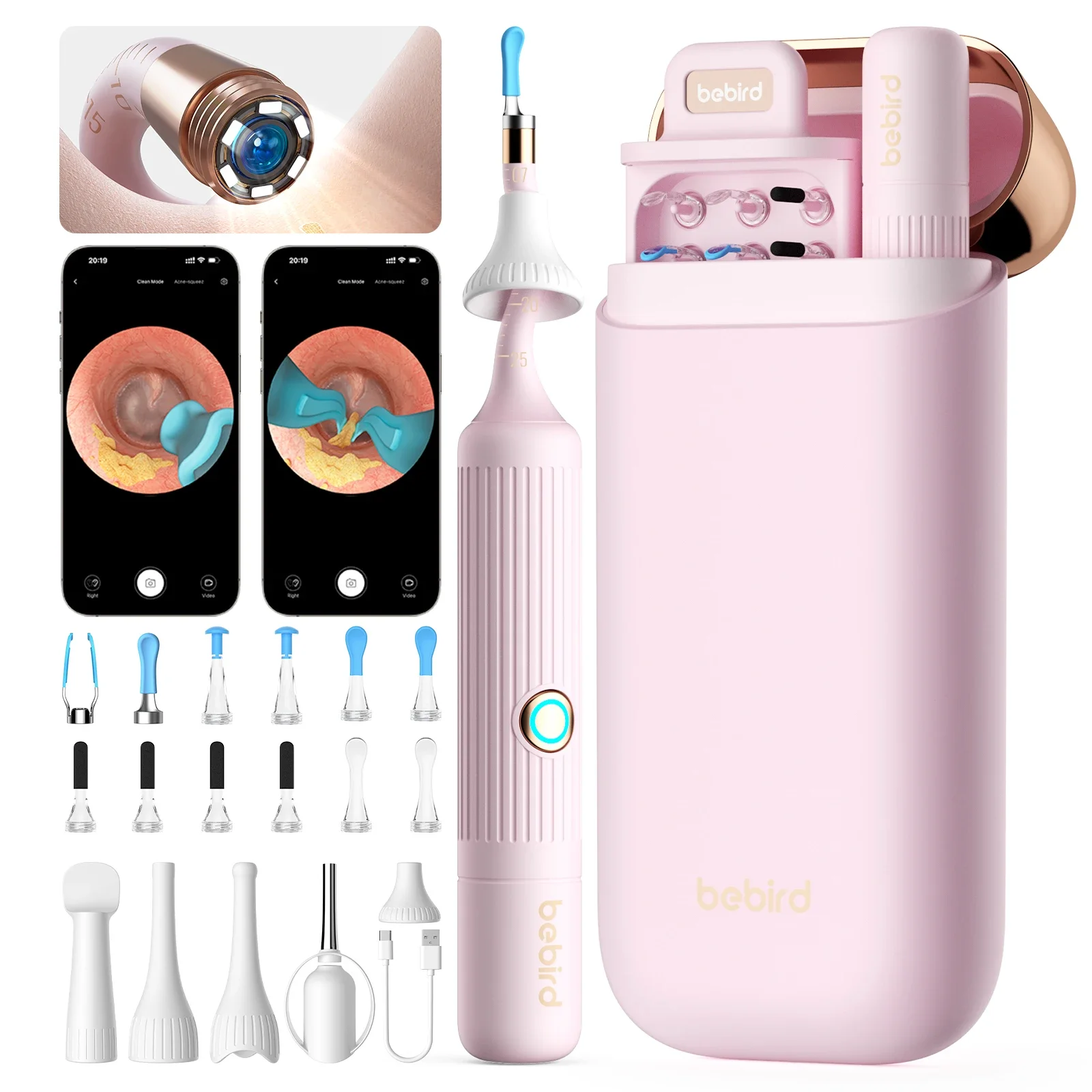 Фото [Розовый цвет] Bebird EarSight Plus I35R Visual Earpick Очиститель ушей Гибкие и доступные наборы для удаления ушной серы «все в 1» №1