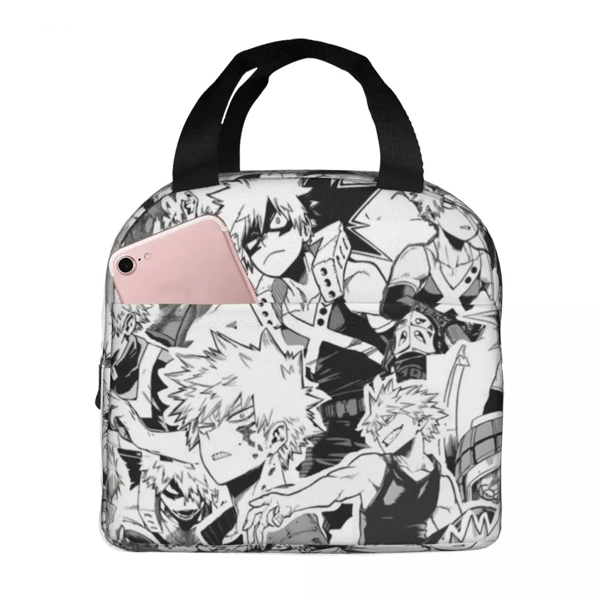 

Термоизолированная сумка для ланча Katsuki Bakugo, изолированная сумка для бенто, многоразовая сумка для бенто, герметичный Ланч-бокс, уличная Сумка-тоут для мальчиков и девочек