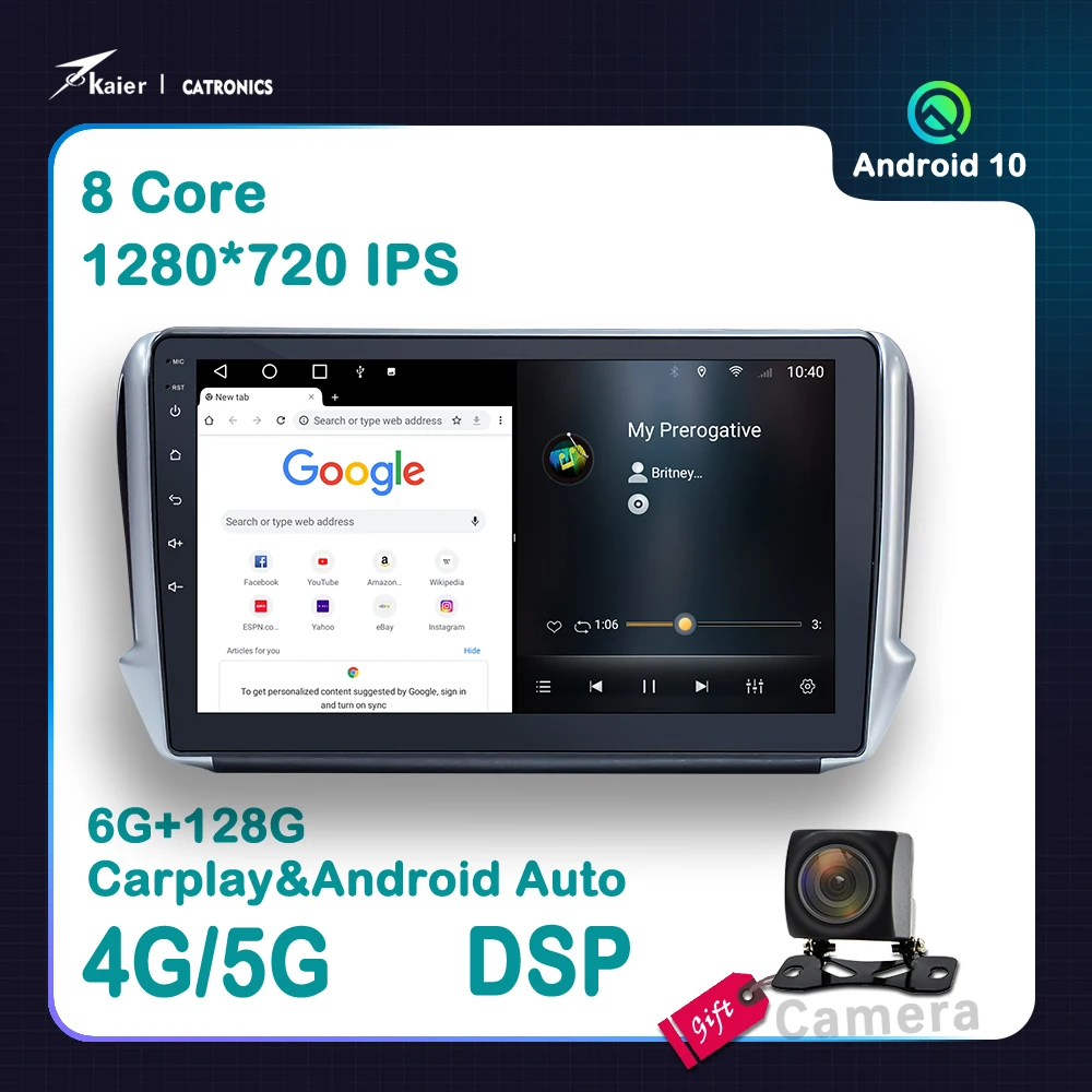 Восьмиядерный android 10 6 + 128G для Peugeot 208 2008 2013-2020 автомобильный стерео DVD