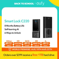 Умный Замок для входной двери eufy C220, со сканером отпечатка пальца, встроенным Wi-Fi управлением через приложение, Умный Замок для входной двери