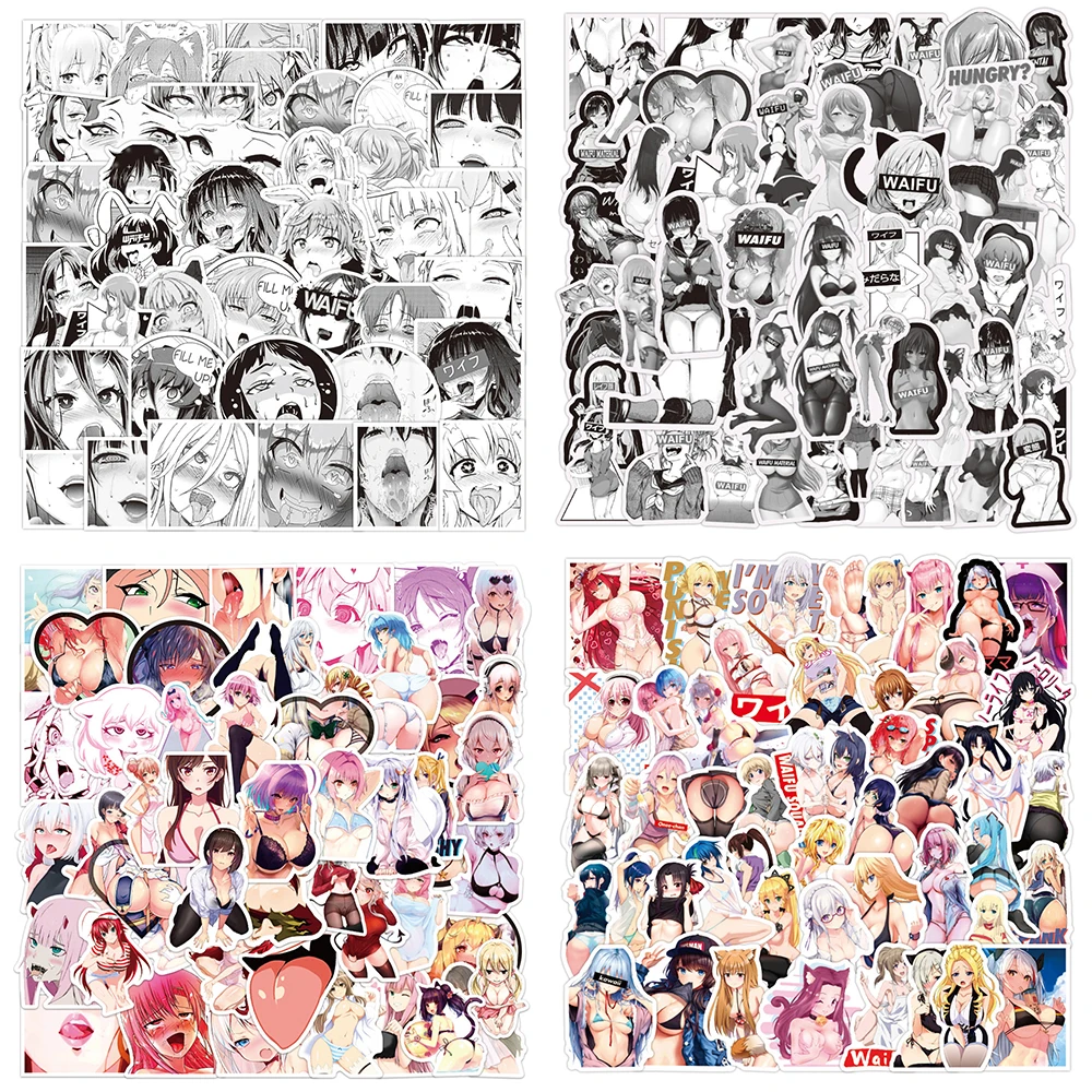 

50pcs Cute Girl Ahegao Waifu Stickers For Notebooks Stationery Scrapbooking Material Computer Sticker Vintage Craft Supplies
