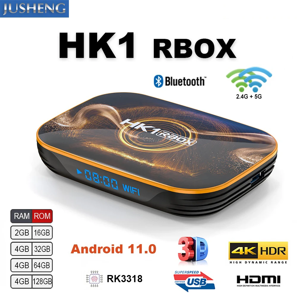 

Приставка Смарт-ТВ HK1RBOX R1, Android 11,0, 4 + 32/64 ГБ, USB3.01080P, H.265, 4K, 60 кадров/с