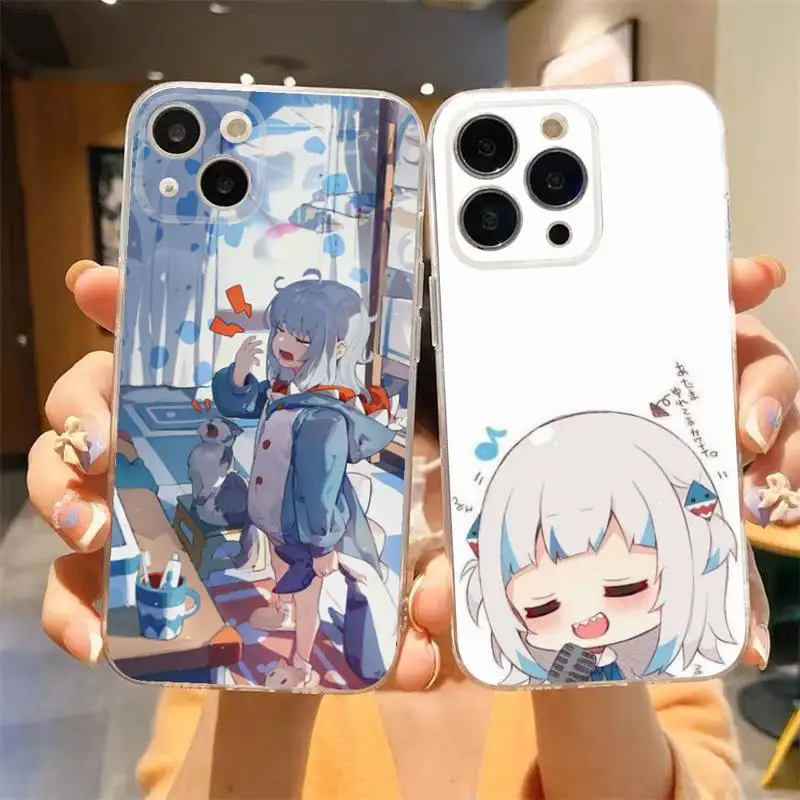 Чехол Gura-Vtuber для телефона iPhone 11 12 Mini 13 14 Pro XS Max X 8 7 6s Plus 5 SE XR, прозрачный чехол