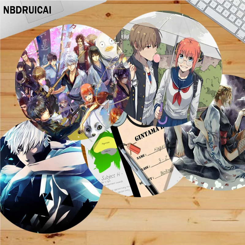 

Anime Gintama Mousepad Round Custom Skin Big Promotion Table Mat Mousepad Computer Keyboard Pad Games Pad Deskpad Home Decor