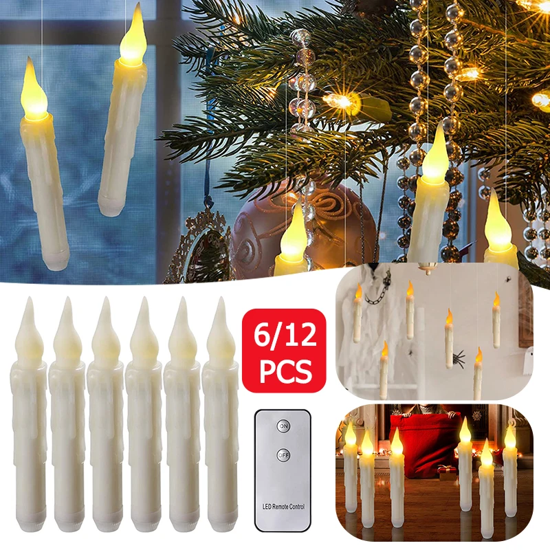 

Floating LED Candles with Remote Control Witch Halloween Decor for Party Supplies Birthday Wedding Indoor Home Classroom Bedroom