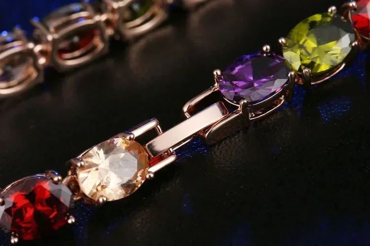 Высококачественный Женский браслет из розового золота с цирконием Мона Лизы