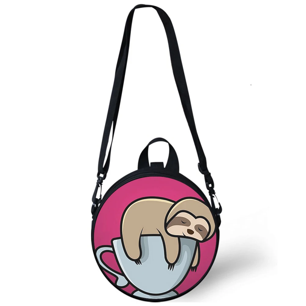 Folivora sloth slow lovely Child kindergarten Bag 3D Print Crossbody Shoulder Bags School Women Mini Round Bagpacks Rugtas Bag