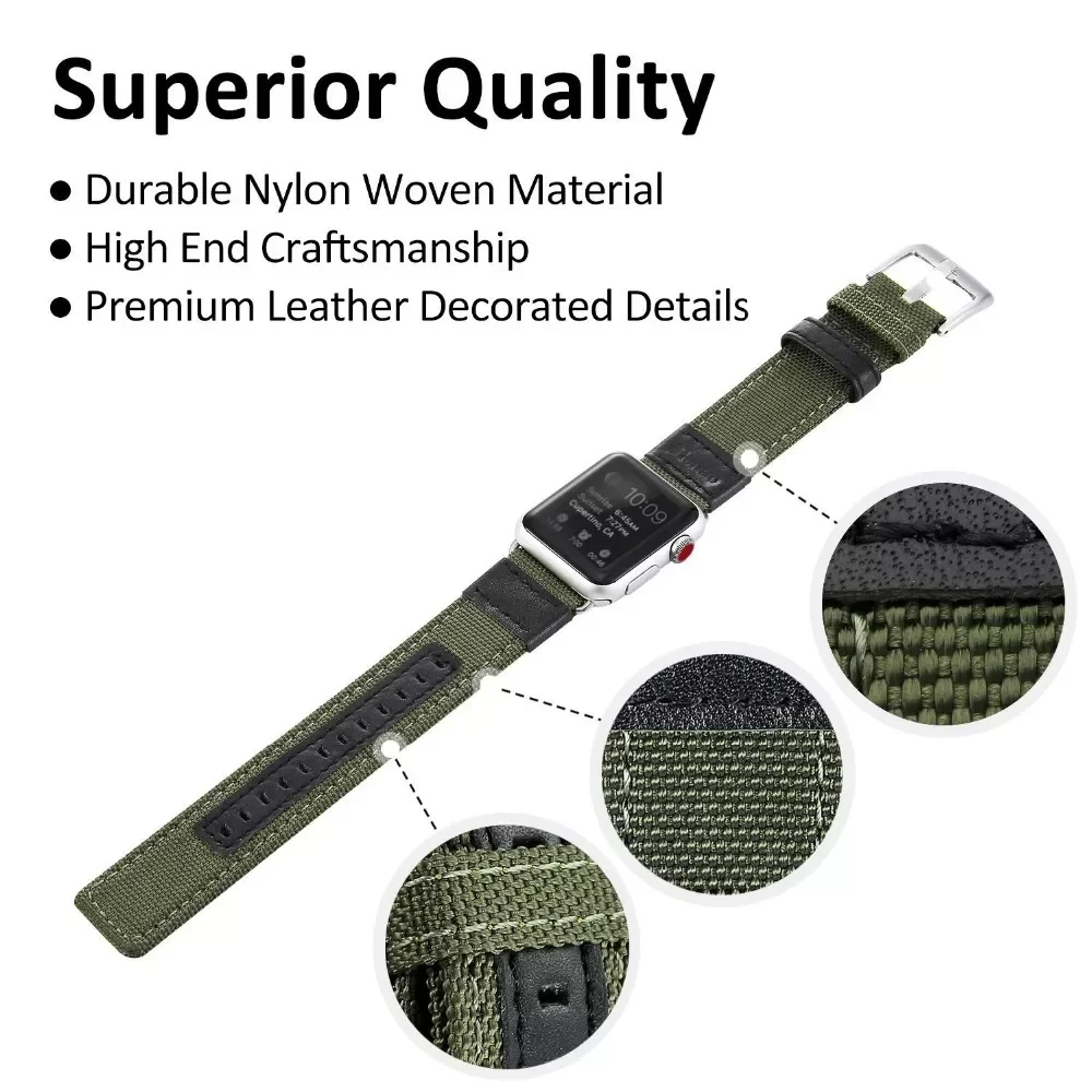 Sport Nylon Strap for Apple Watch Band 40mm 44mm Band Replacement Bands 38mm 40mm For iWatch series 6 se 5 4 3 2 1 Canvas Correa