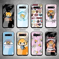cartoon aggretsuko phone case tempered glass for samsung s20 plus s7 s8 s9 s10 note 8 9 10 plus