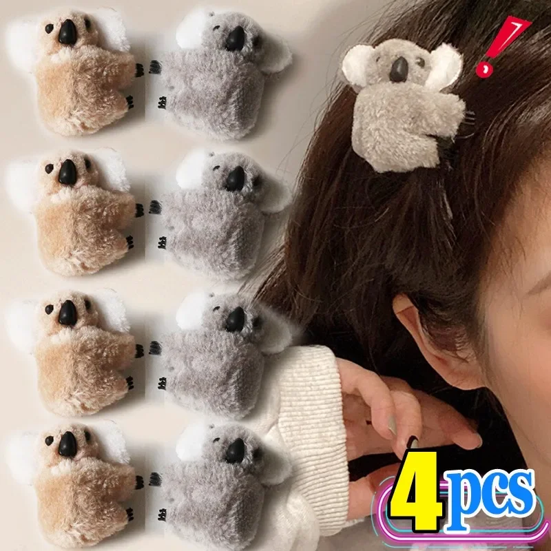 

1/4Pcs Plush Koala Bear Hair Clips Hairpins Cute Fluffy Animal Bobby Pin Hairslide For Girl Headwear Koala Barrettes Accessories