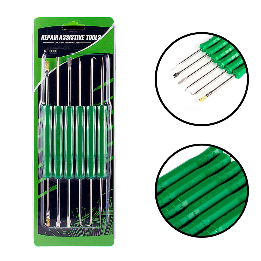 

6Pcs Desoldering Aid Tool Kit Soldering Aid Assist Tool PCB Cleaning Repair Tool Carbon Steel Welding Soldering Tools Durable