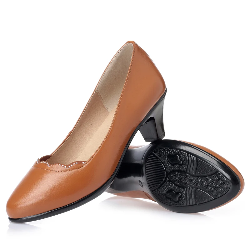 AIYUQI Women's Dress Shoes Genuine Leather 2023 New Large Size Women's Spring Shoes One Foot Slip-on Women's Shoes