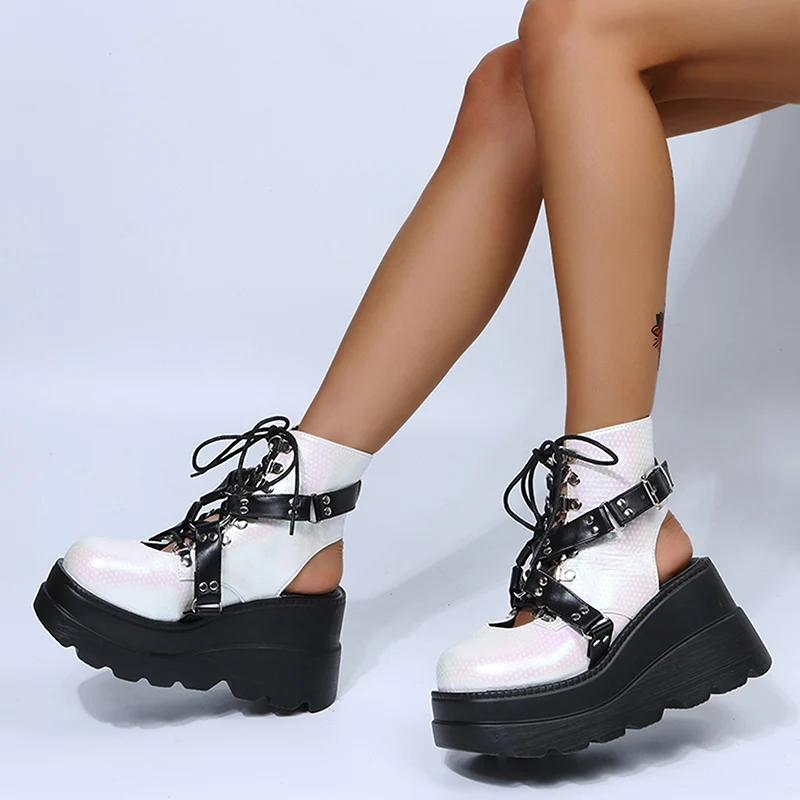 

Women High Heels Shoes Female High Platform Black Gothic Comfortable Wedge Sandals Summer Outdoor Single Shoes Women