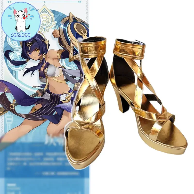 Genshin Impact Candace Обувь для косплея Сапоги Игра на Хэллоуин высоком каблуке Женщины