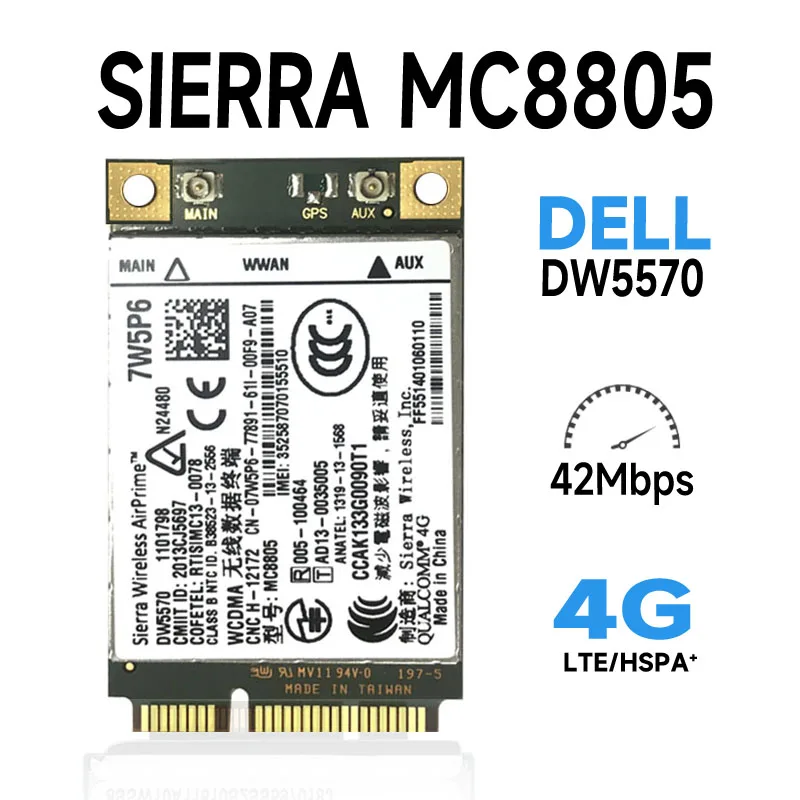 Sierra MC8805 Unlock DW5570 7W5P6 for Dell Latitude E5440 E6440 E6540 E7240 E7440 M4800 M6800 Qualcomm 4G Module CARD MC8805